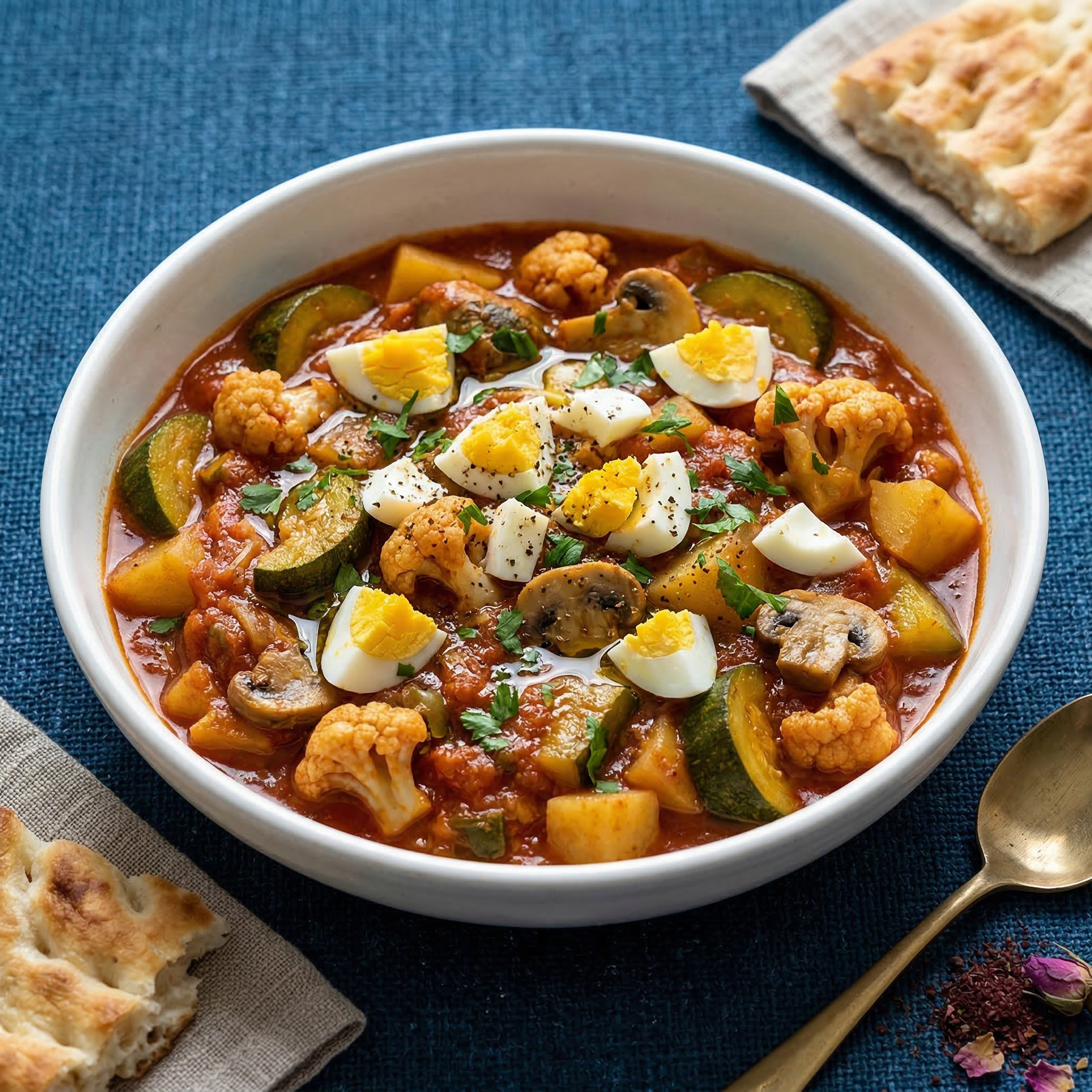 خوراک سبزیجات با سس گوجه‌فرنگی